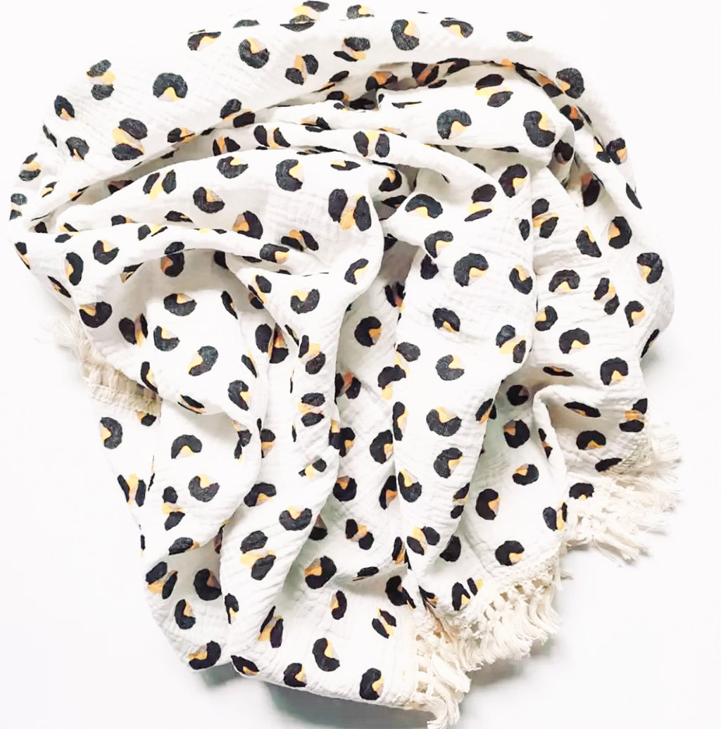 Fringe Swaddle - Leopard