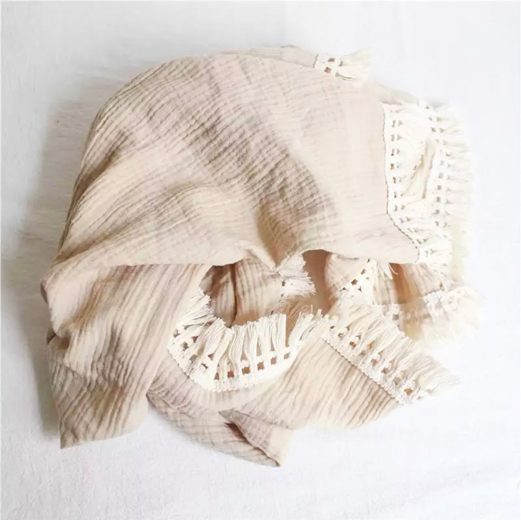 Fringe Swaddle - Almond